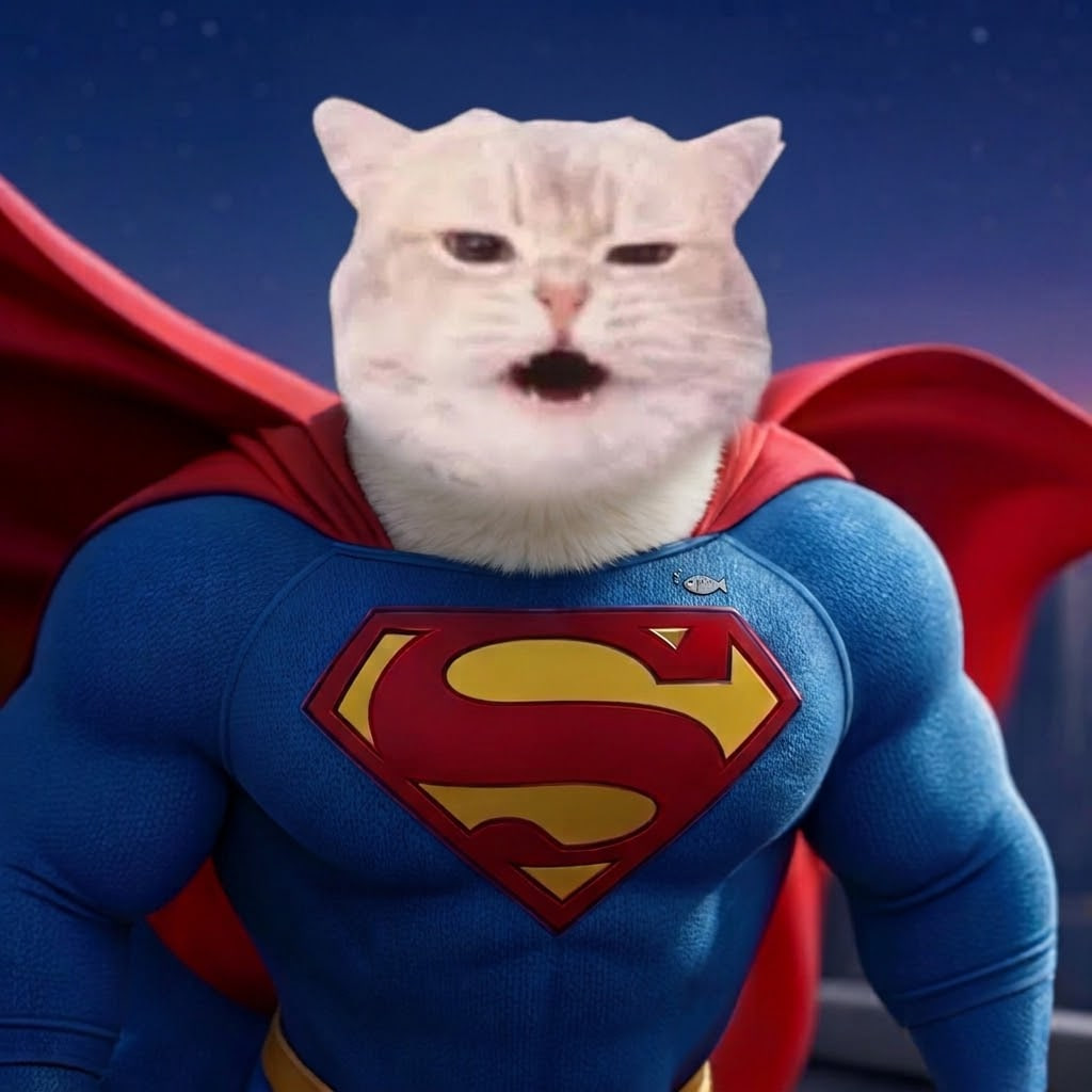 Super VRAX white cat superhero